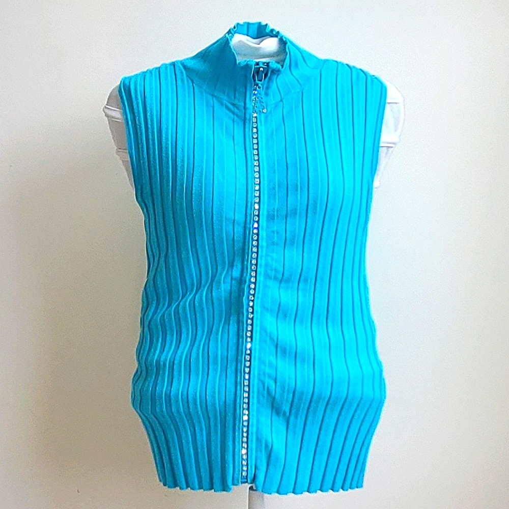 Rhinestone Zippered Top